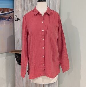 NWT Jessica Simpson Gauze Cotton Button Down Shirt